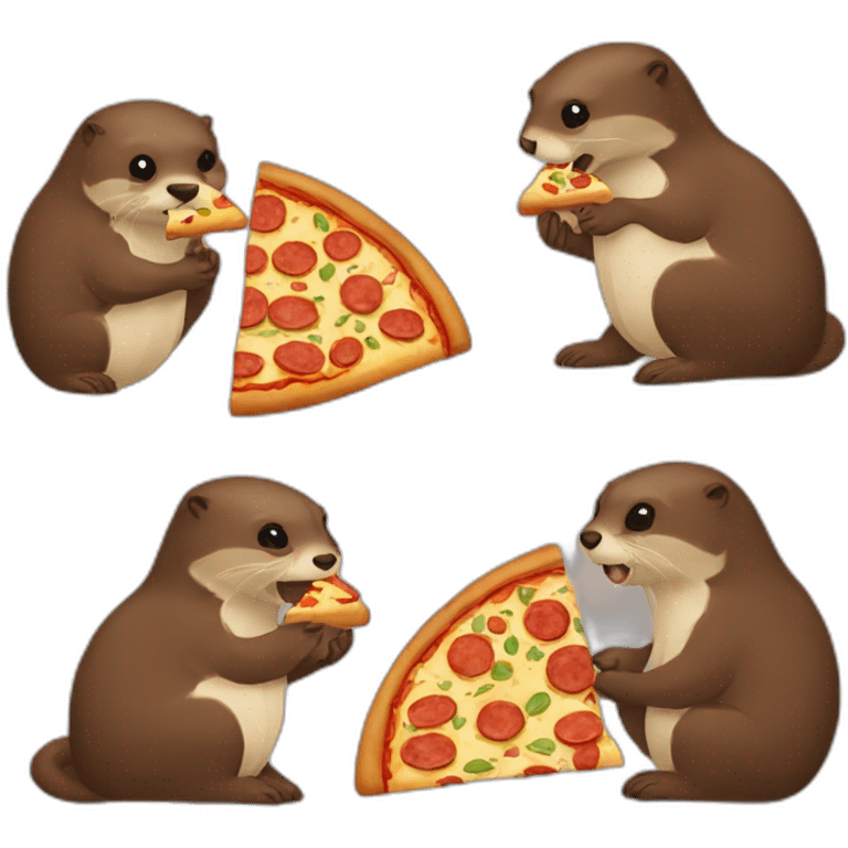 Two Otter eat pizza emoji