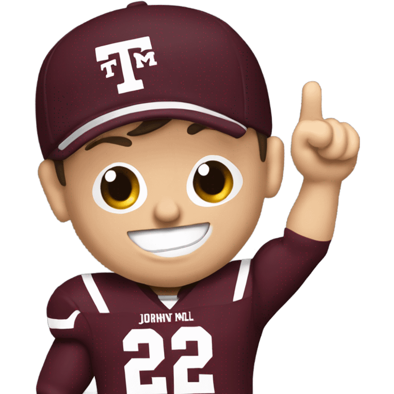 Johnny manziel in a Texas a&m maroon uniform holding up one thumb  emoji