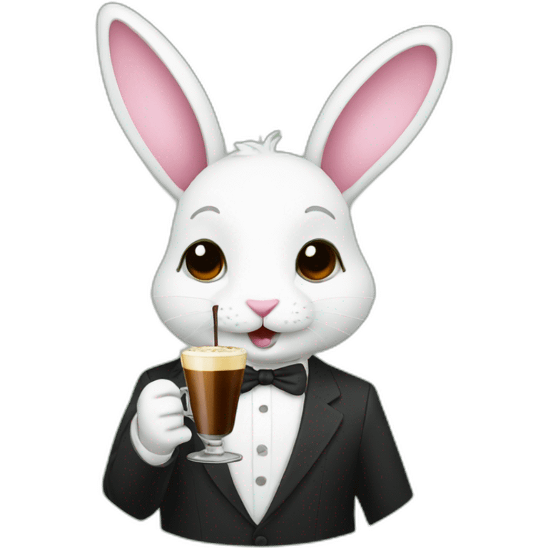 Bunny drinking an espresso martini emoji