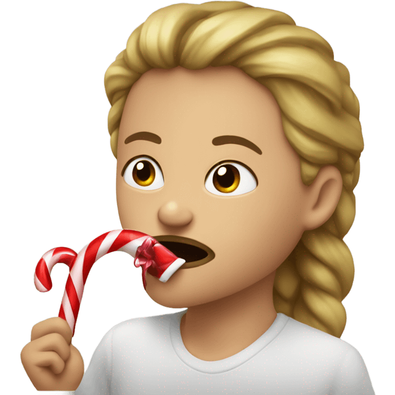 Sucking on candy cane emoji