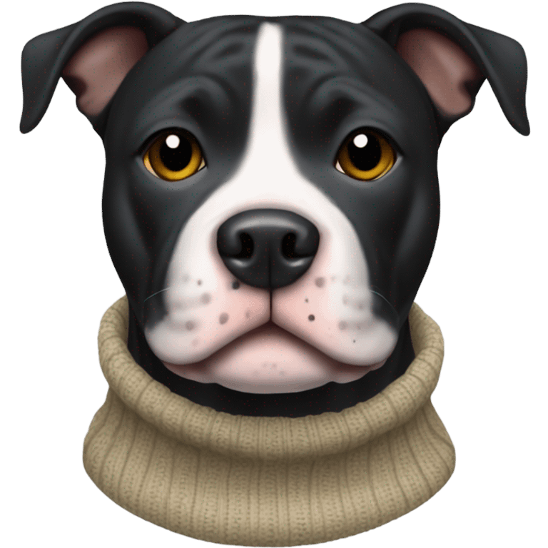 Black Staffordshire bull terrier wearing a sweater emoji