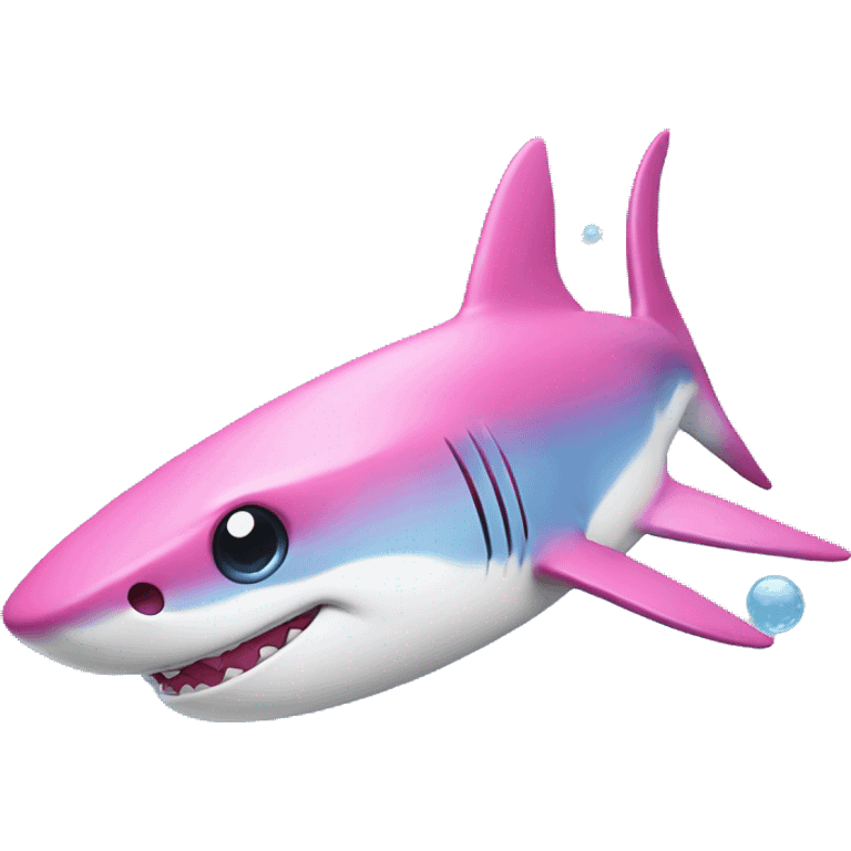 Pink and blue shark with bubbles emoji