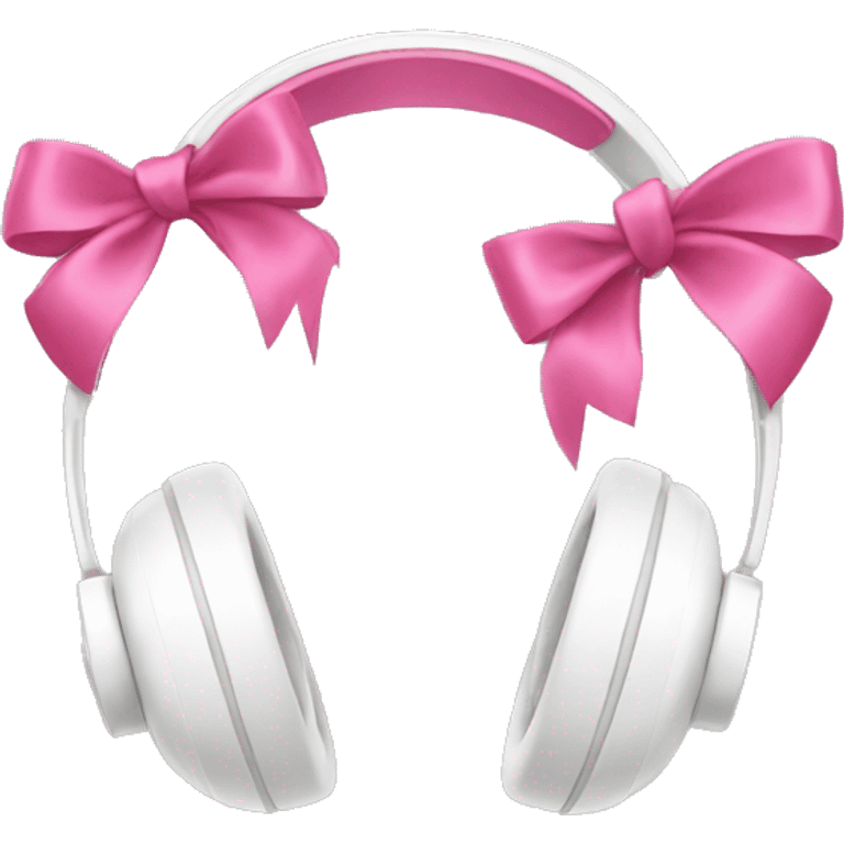 White headphones with pink bows emoji