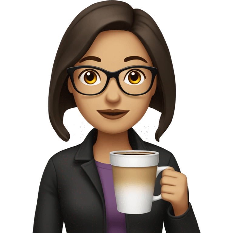 brunette with glasses, drinking coffee  emoji