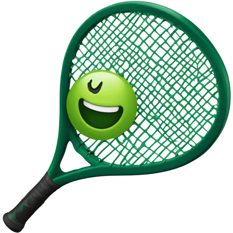 Padel dark green racket with text : green inside the racket  emoji