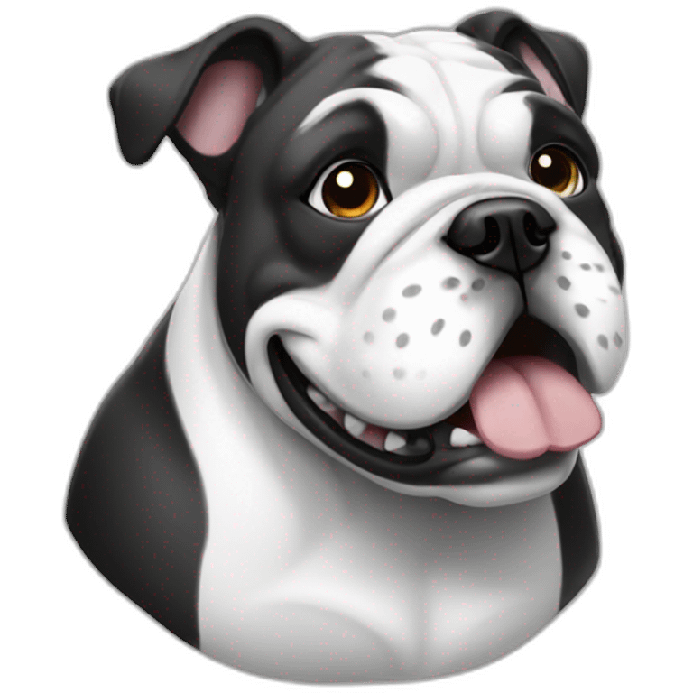 bulldog happy black and white emoji