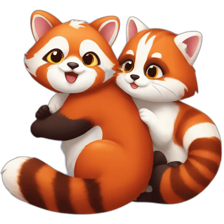 red-panda-hugging-cute-cat emoji