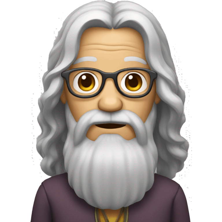 old hippie with long dark hair and a beard emoji