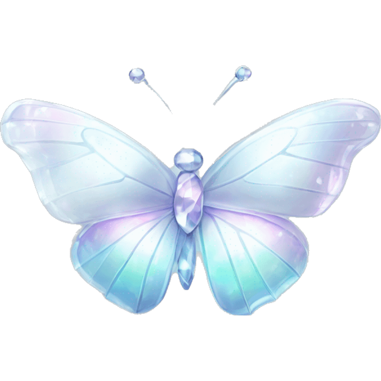 animated Pastel white iridescent glass crystal butterfly emoji