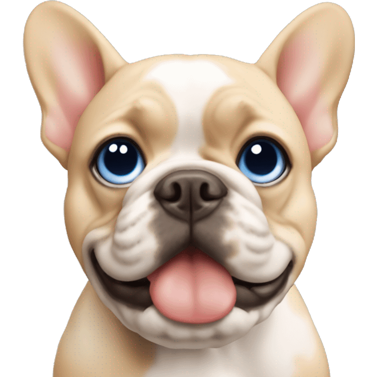 blonde with blue eyes and red French bulldog  emoji