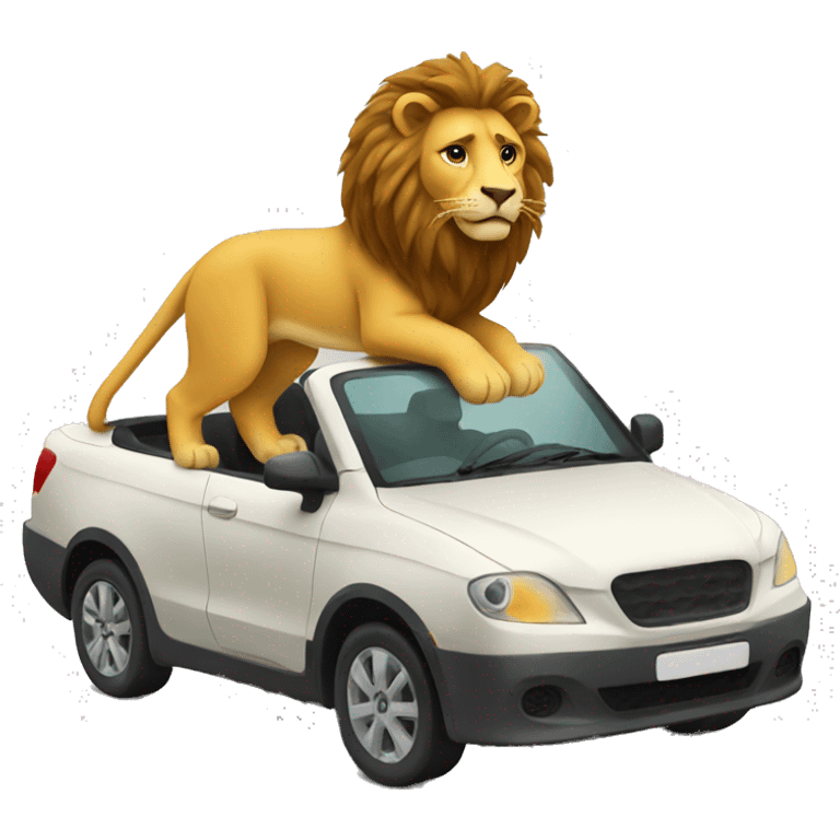 Lion driving car emoji