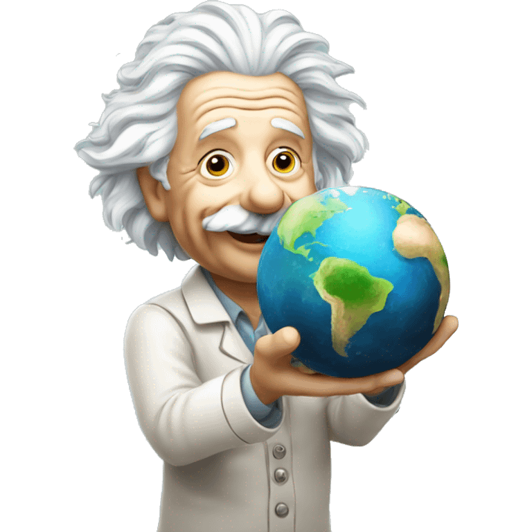 happy albert einstein holding earth in his hand emoji