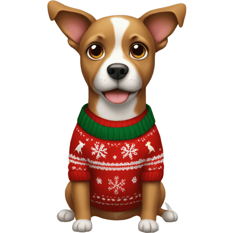 Dog wearing Christmas sweater  emoji