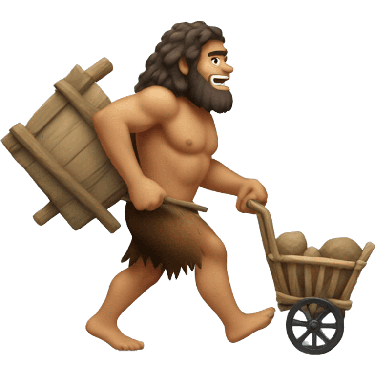 caveman pulling cart on back emoji