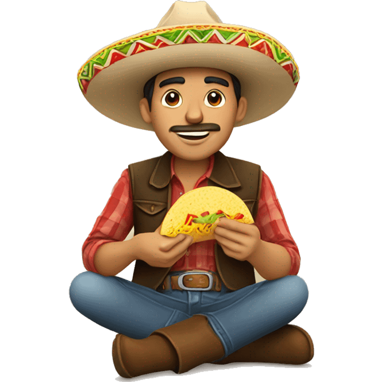 A Mexican guy eating a taco and cowboy boots emoji