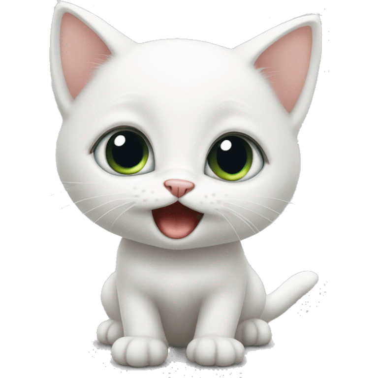 a white kitten with big eyes and begging. emoji