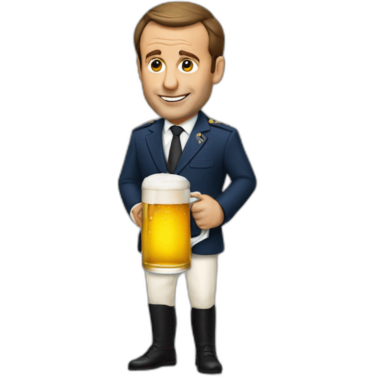 Macron with a beer emoji