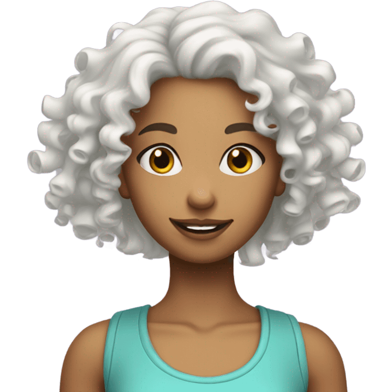 girl white curly hair roller skating emoji