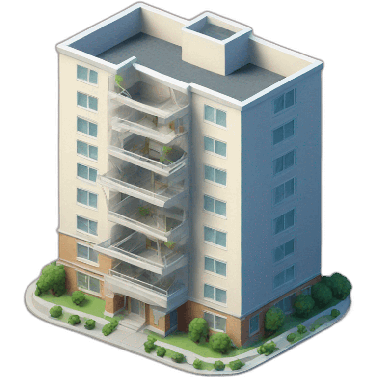 apartment building model isometric emoji