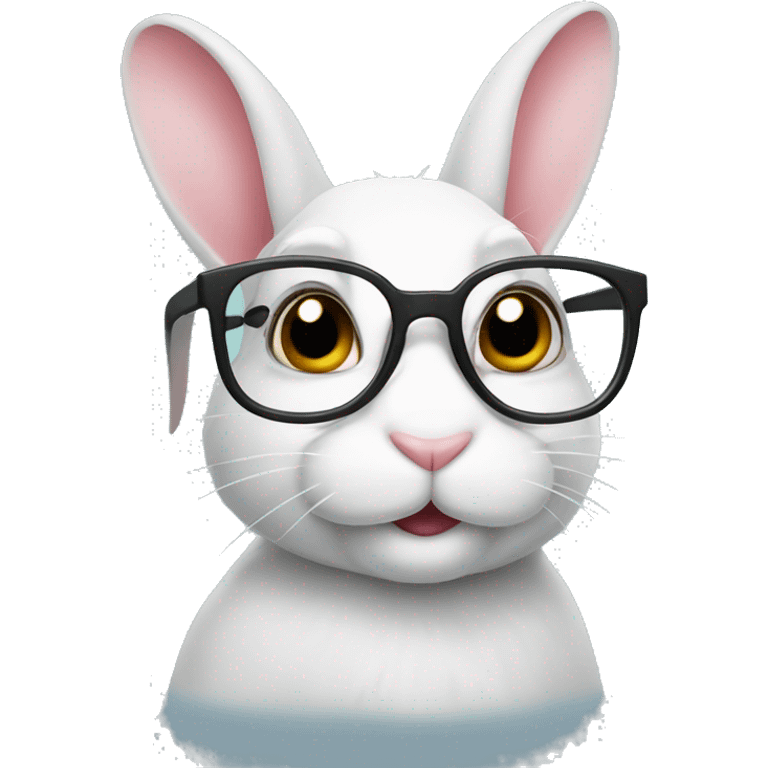 bunny wearing study glasses emoji