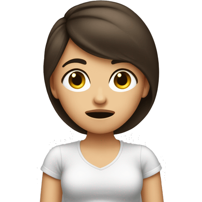 Brunette girl annoyed eye roll with thumbs up emoji