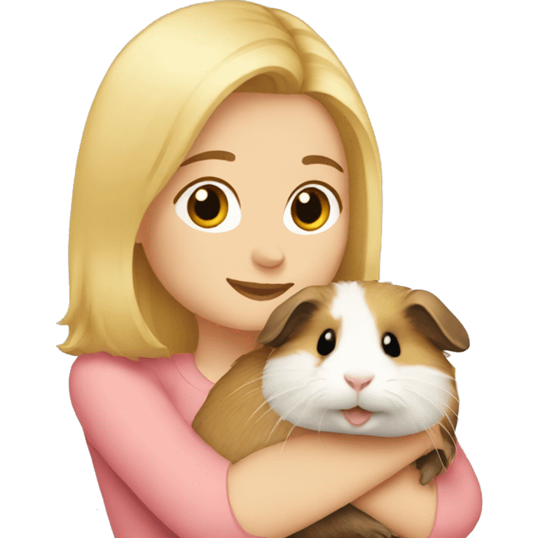 Blonde Woman hugging a guineapig emoji