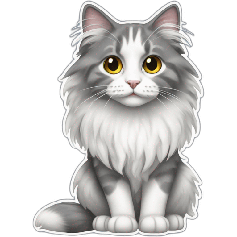 spenny cat gray and white long haired emoji