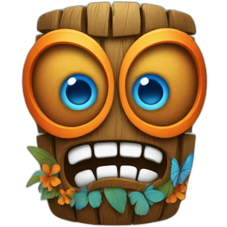 Tiki with colors blue and orange-butterfly-tornado-fun-love emoji