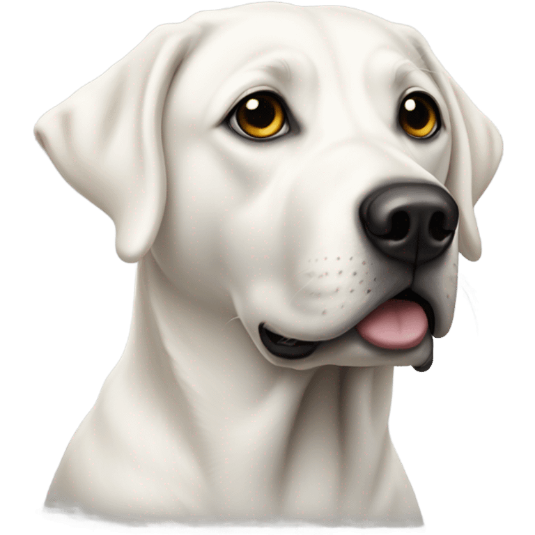 White lab with black spot of right eye emoji