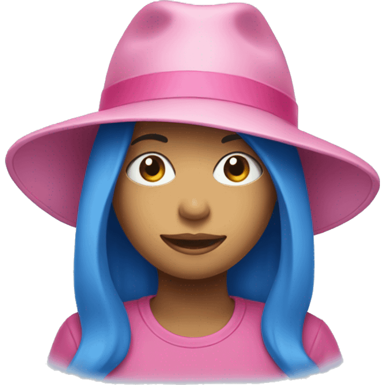 Pink hat on a blue girl emoji