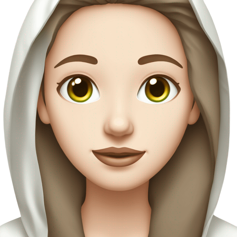 White girl with Brown hair and blue eyes wears a Green colored skincare clay textured mask and puts on cucumbers around her eyes while She relaxes in her white Robe emoji