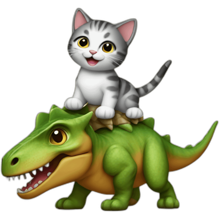 kitten riding a dinosaur emoji