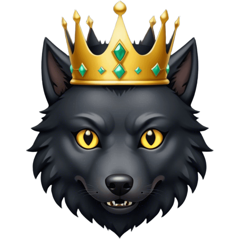 Scary Evil Black Wolf with Gold Crown emoji