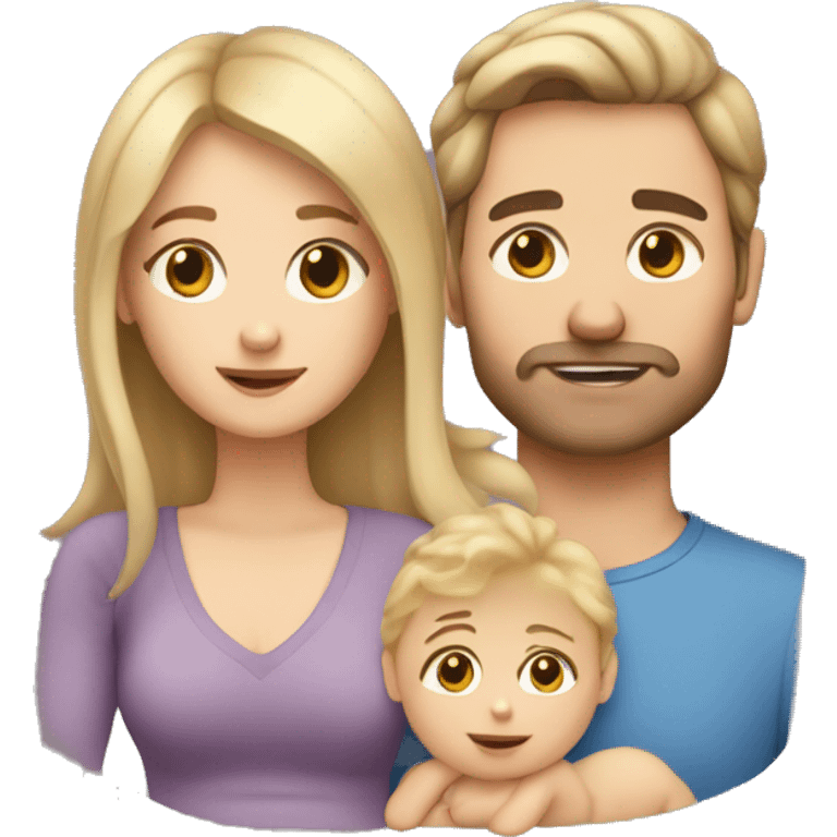 Mum, Brown hair/  Dad, Blond hair/ newborn emoji