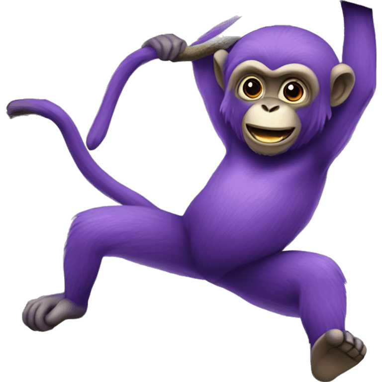 purple monkey swinging on a tree  emoji