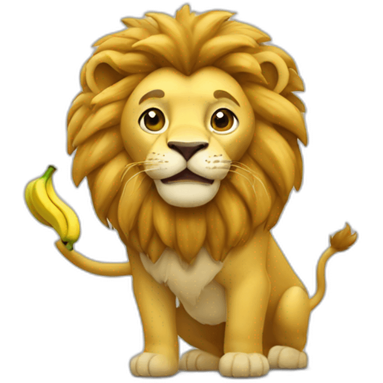 Un lion qui mange une banane emoji