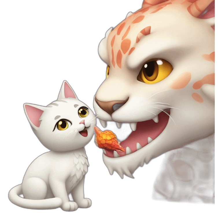 cat kissing a dragon emoji