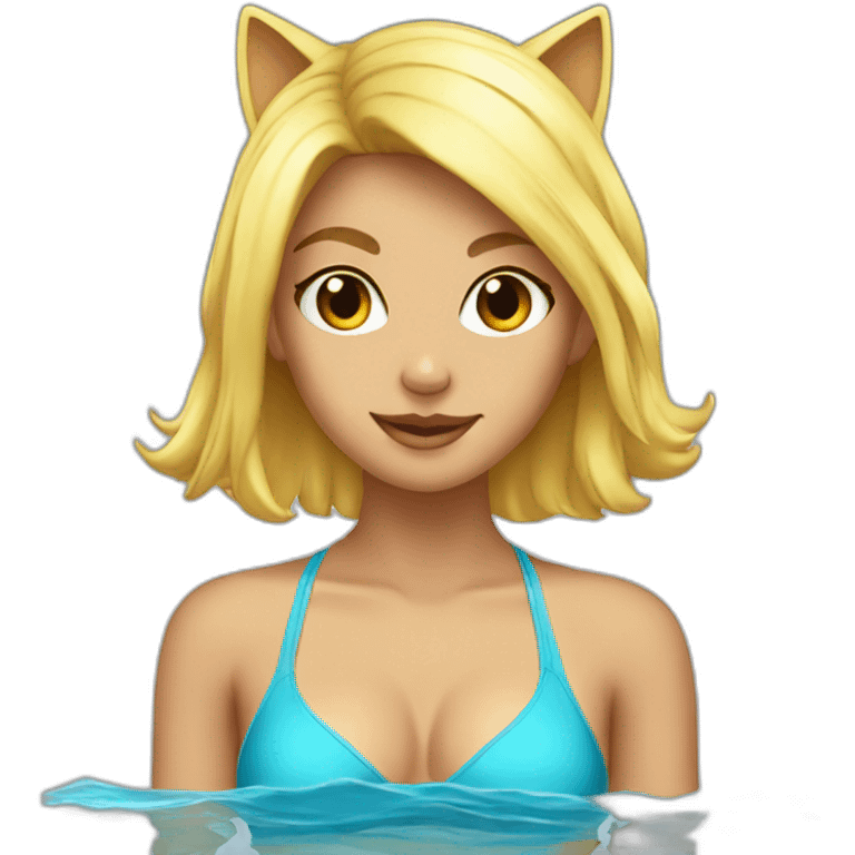 hot catgirl blonde swim suit emoji