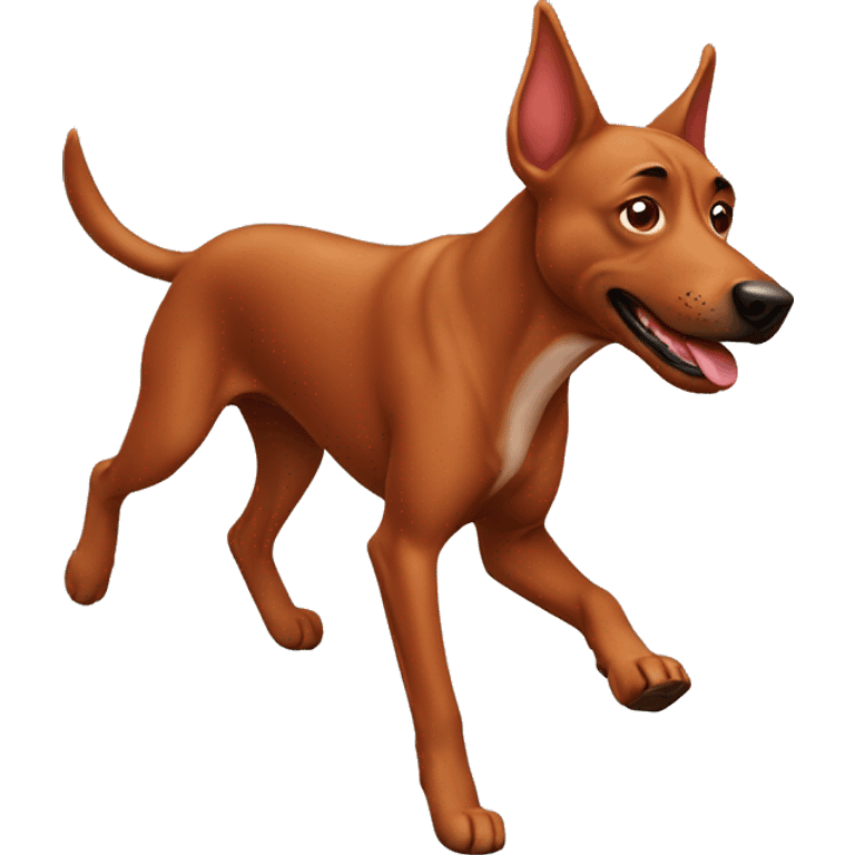 solid red dog with pointed ears running emoji