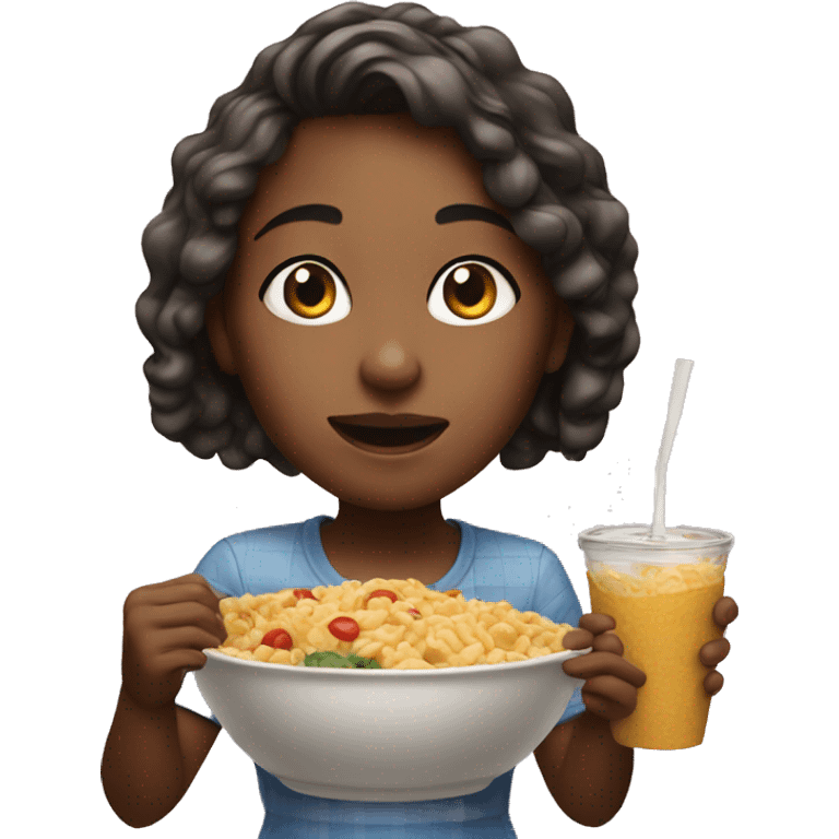 realistic girl enjoying food emoji