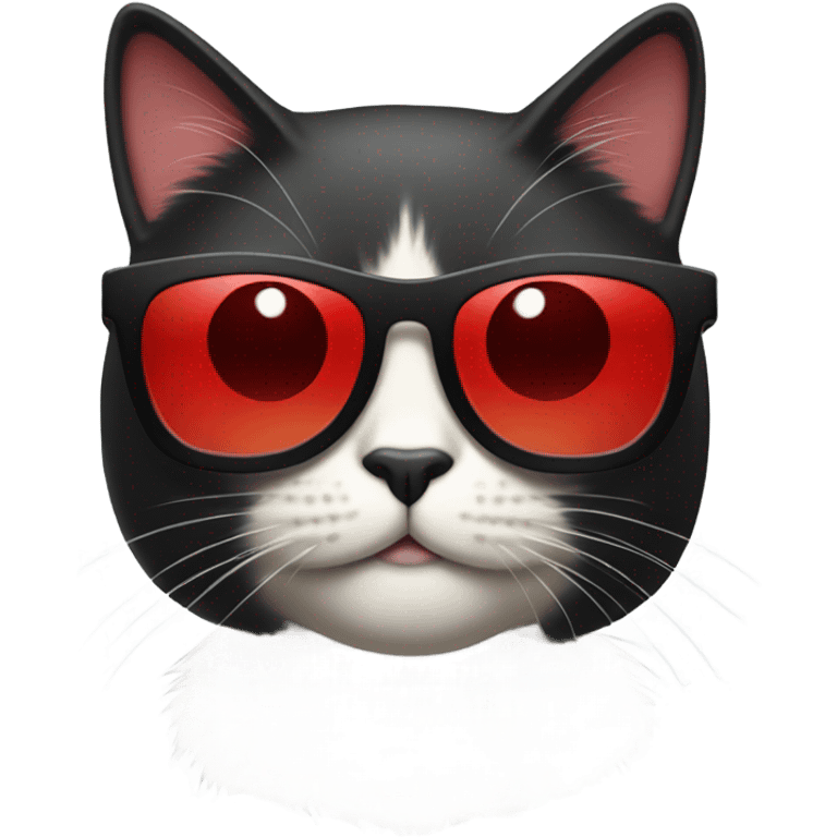 Cat with sunglasses red lips long straight black hair emoji