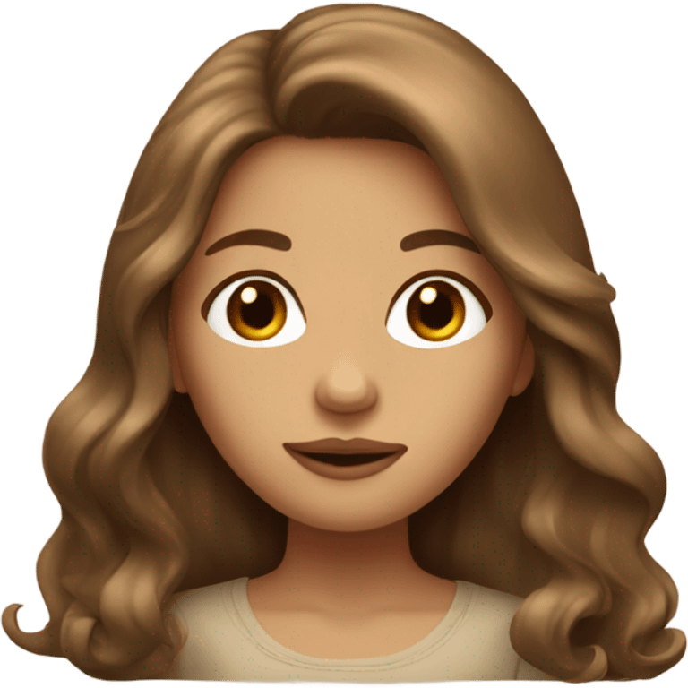 Beige Girl with long brown blowout hair emoji