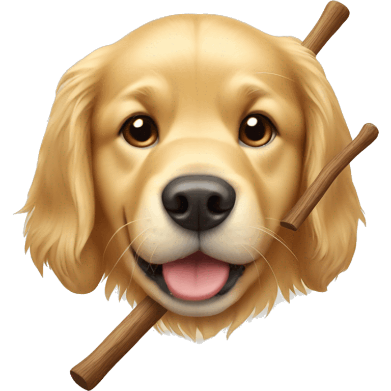 Golden retriever with wood stick emoji