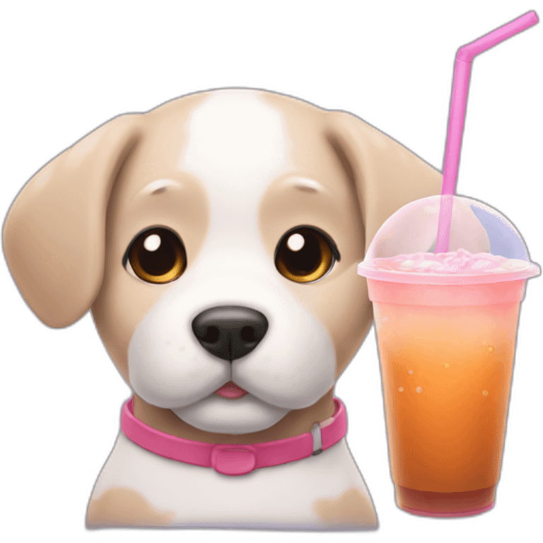 Dog drinking bubble tea emoji