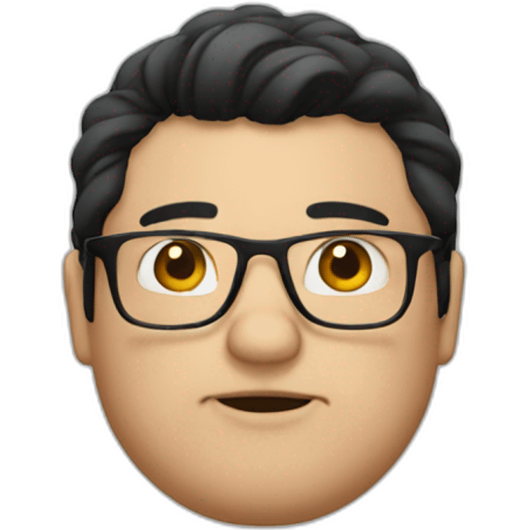 white fat man black hair glasses emoji