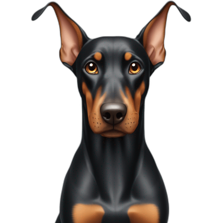 doberman dog playing with phone emoji