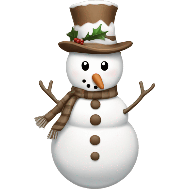 Brown and white asthetic snowman emoji