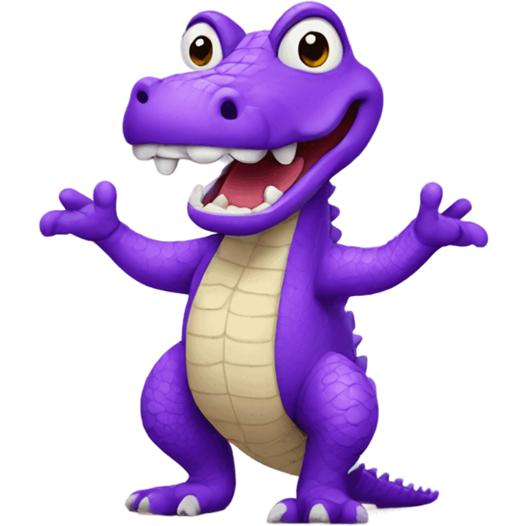 Purple crocodile walking on its hind legs emoji