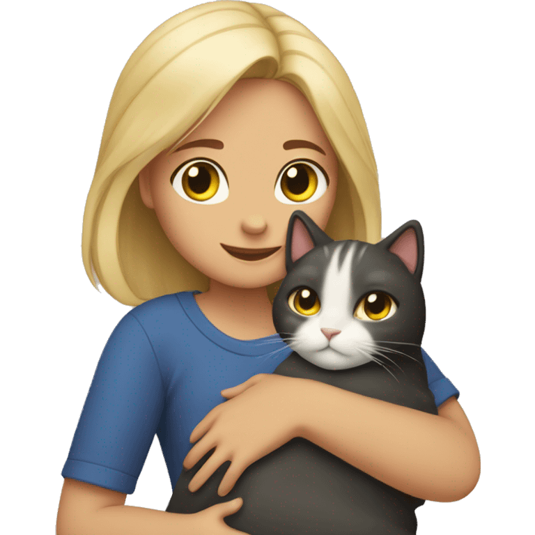 Girl hug her cat emoji