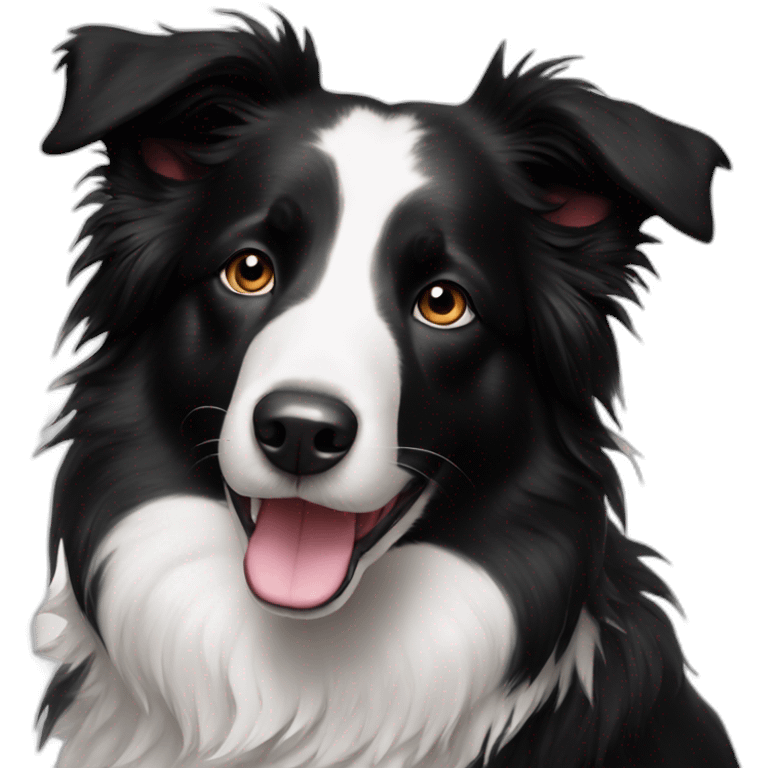 Black white border collie  emoji